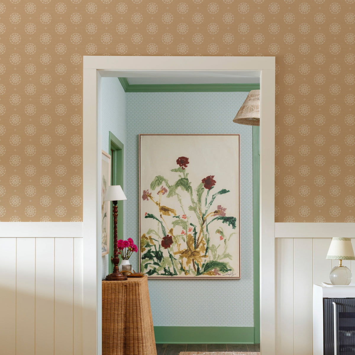 Image of Pinwheel in Wheat Wallpaper