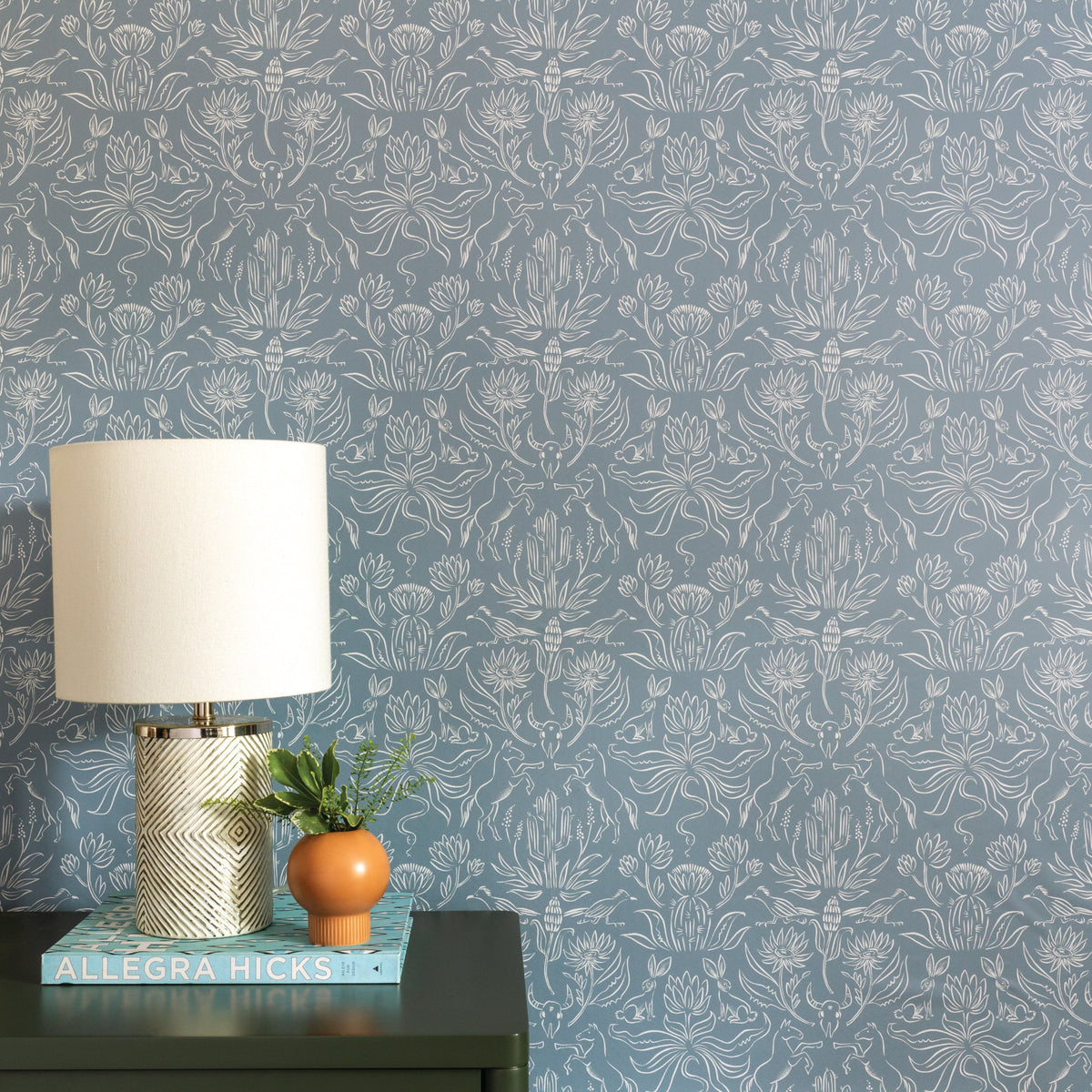 Image of Desert Critters in Blue Grey Wallpaper