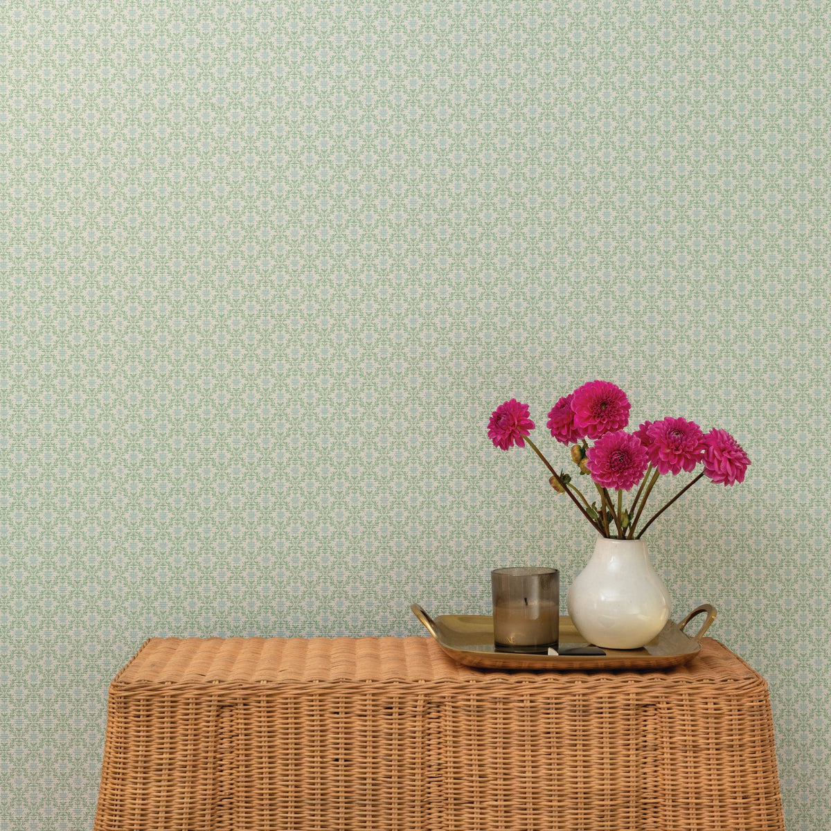 Image of Petit Mist Floral in Spring Green Wallpaper