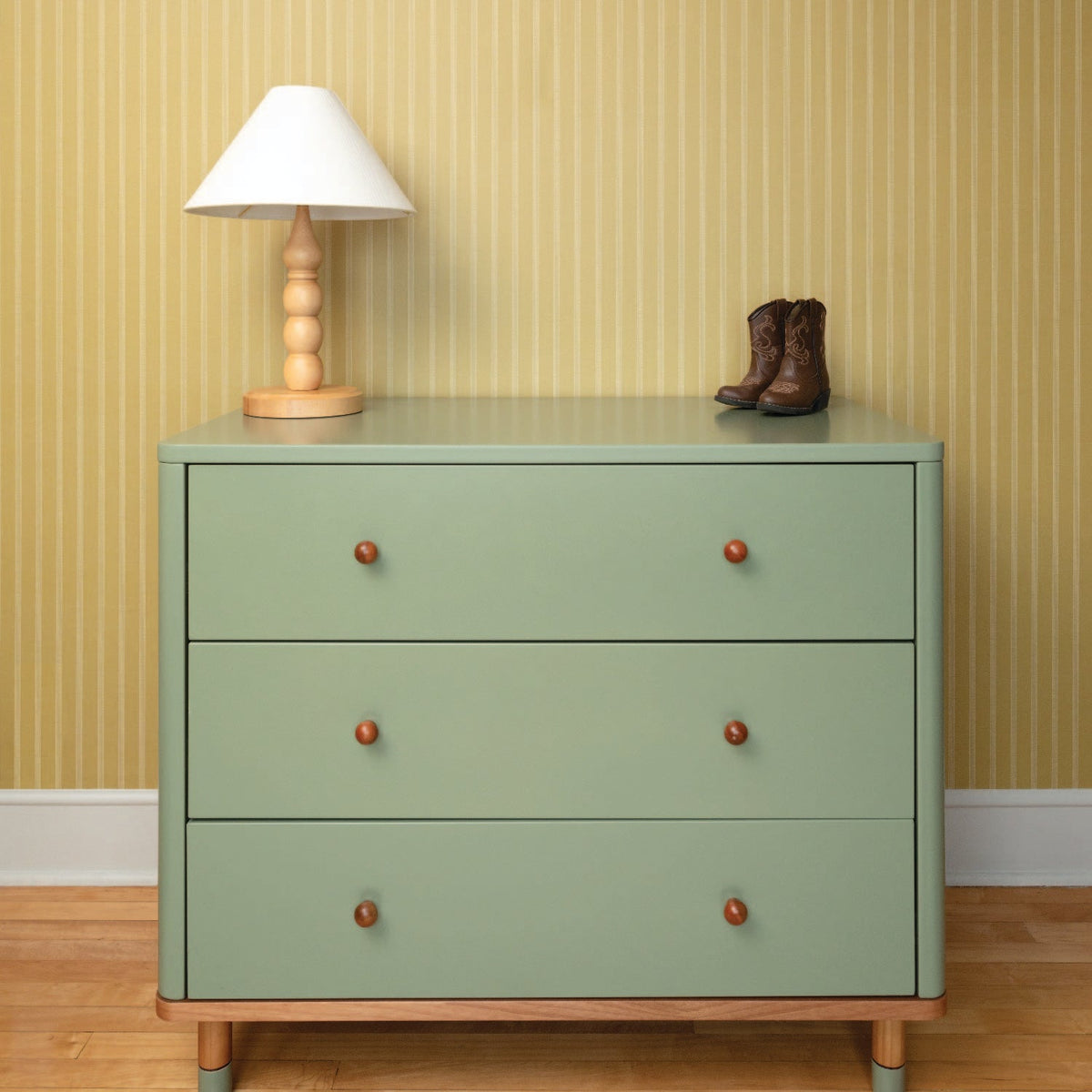 Linen Stripe in Marigold/Oat wallpaper.