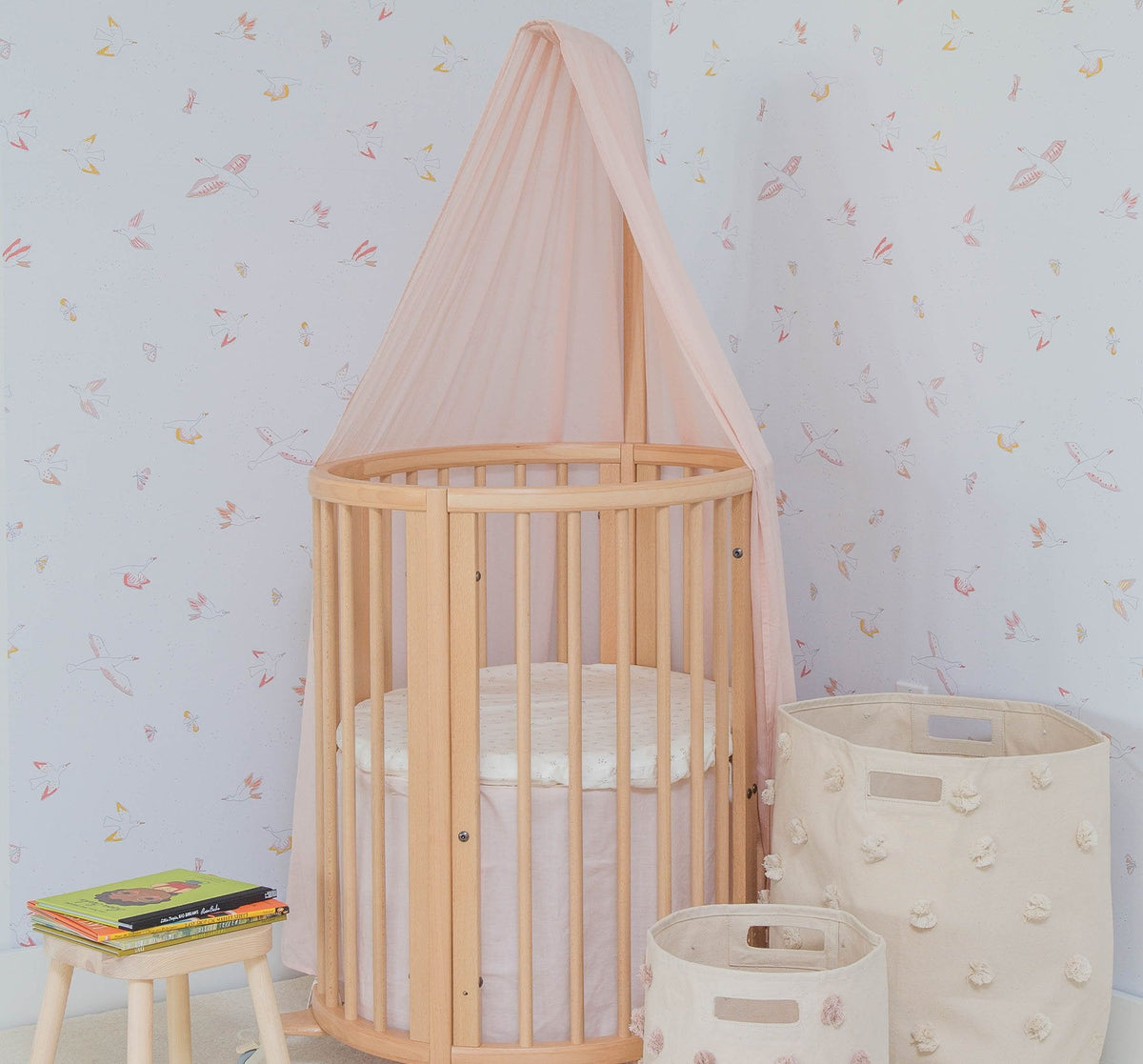 Image of Birds of a Feather in Pink and White wallpaper