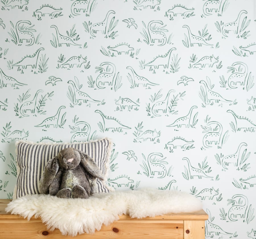 Image of Dinosaurs in Green Wallpaper