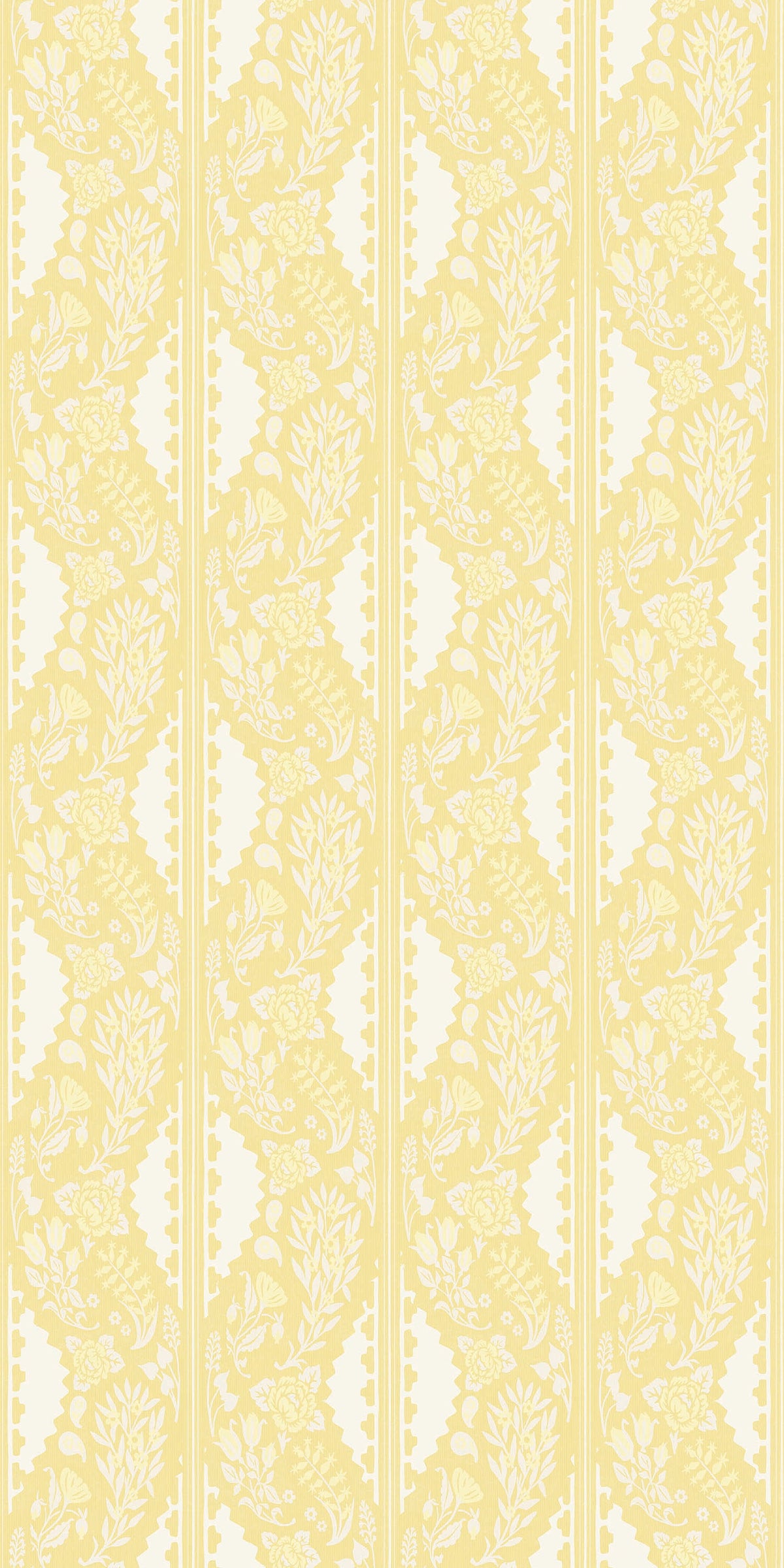 Image of Paisley Block Stripe in Buttercream Wallpaper