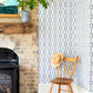 Image of Dot Dash in Blue on White Wallpaper
