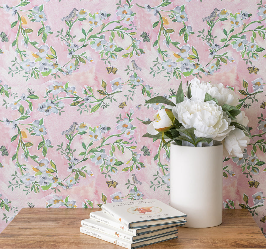 Image of Chinoiserie in Pink Wallpaper
