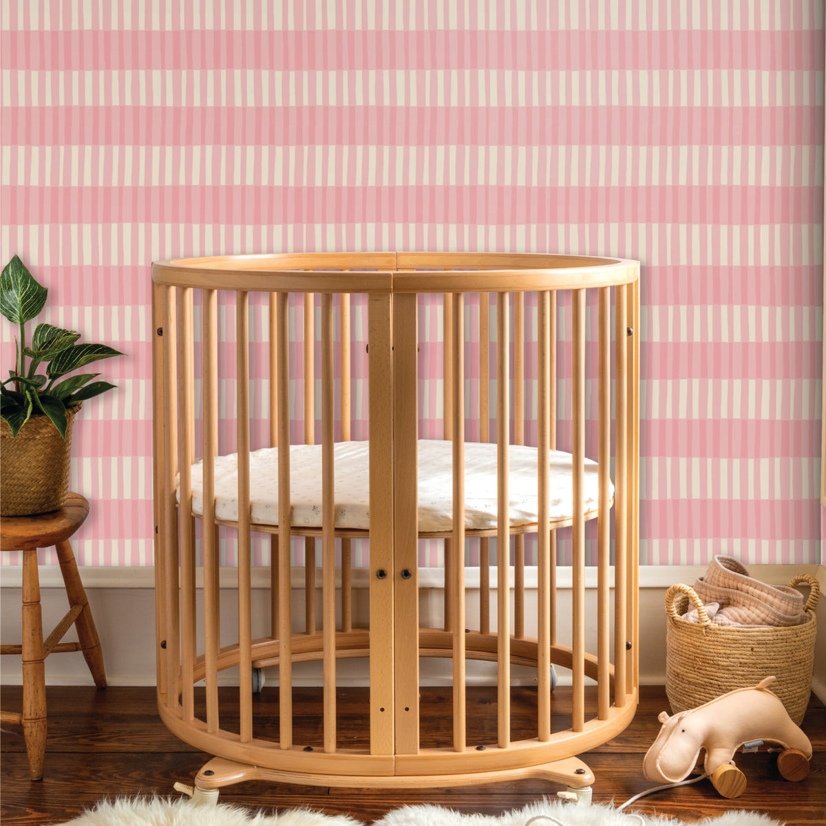 Image of Broken Stripe in Pink Wallpaper