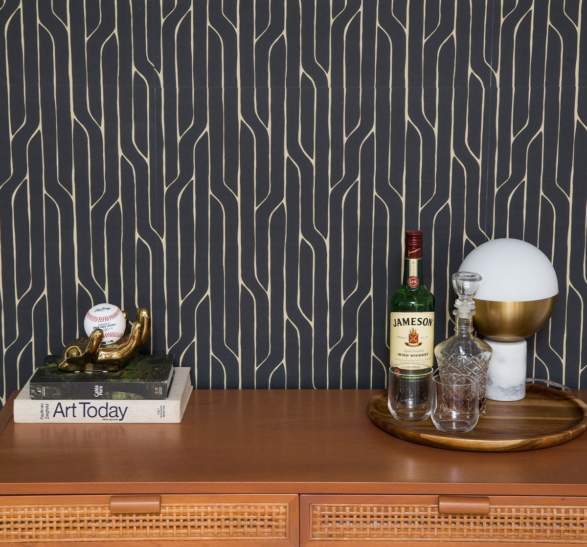 Image of Crossing Lines in Black Wallpaper
