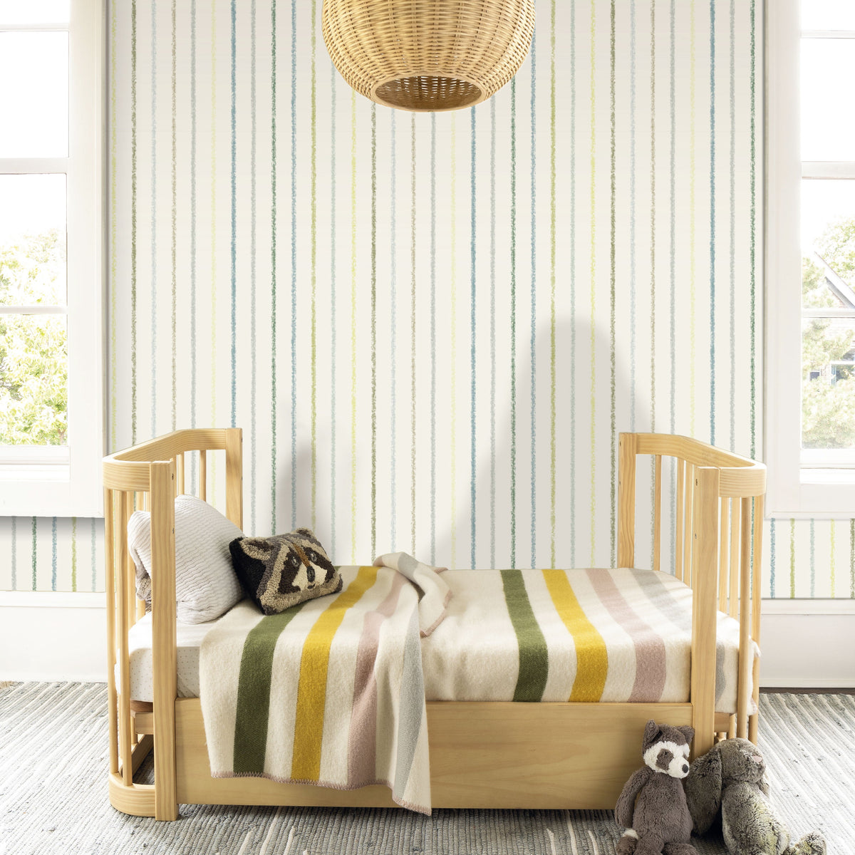 Image of Crayon Stripe Multi in Cypress Wallpaper