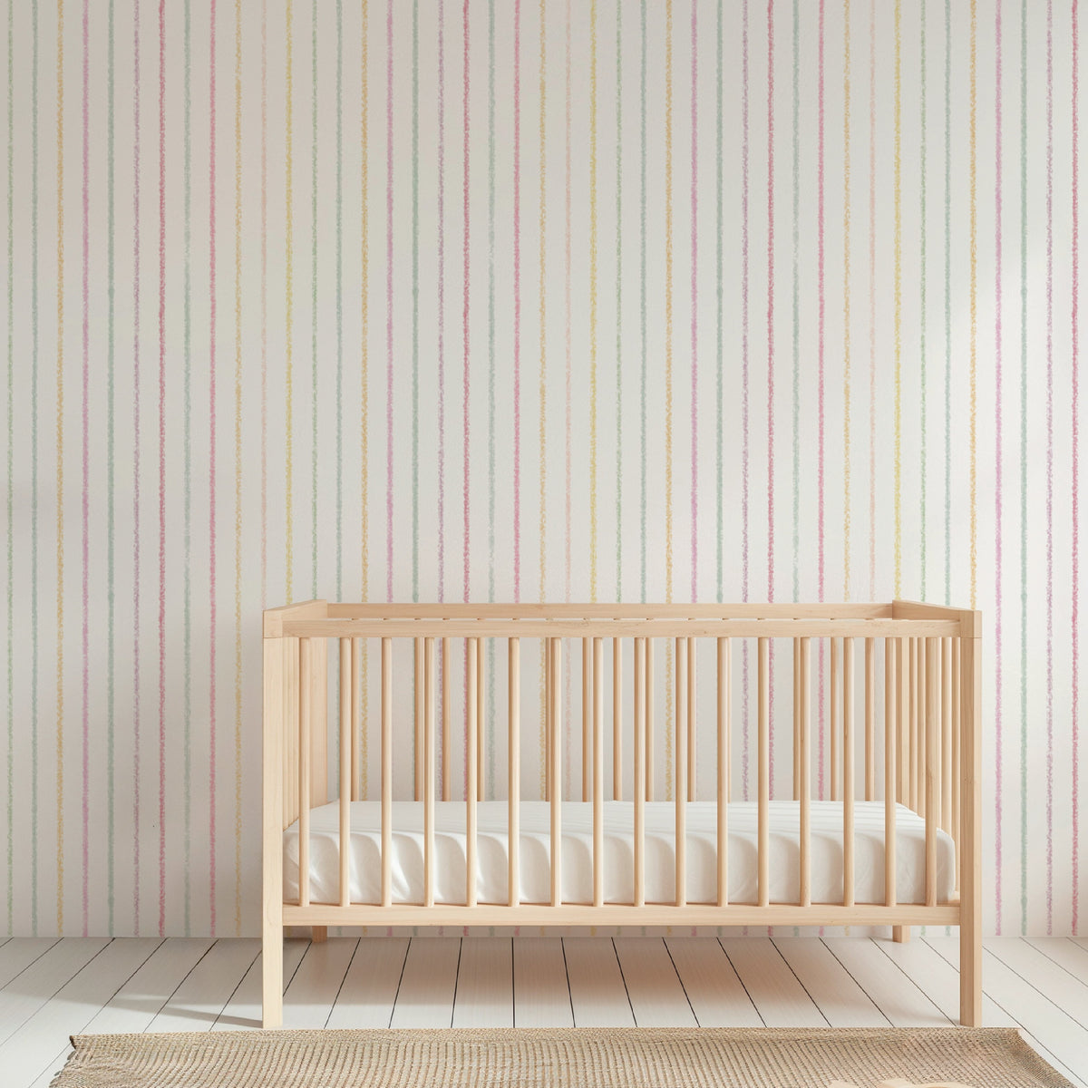 Image of Crayon Stripe Multi in Fruit Punch Wallpaper