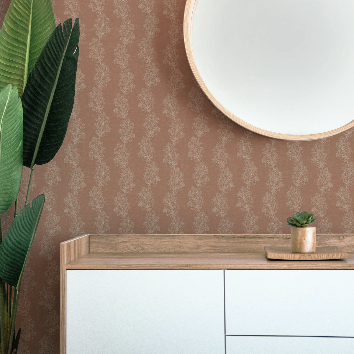 Image of Heritage Vine in Mocha Wallpaper