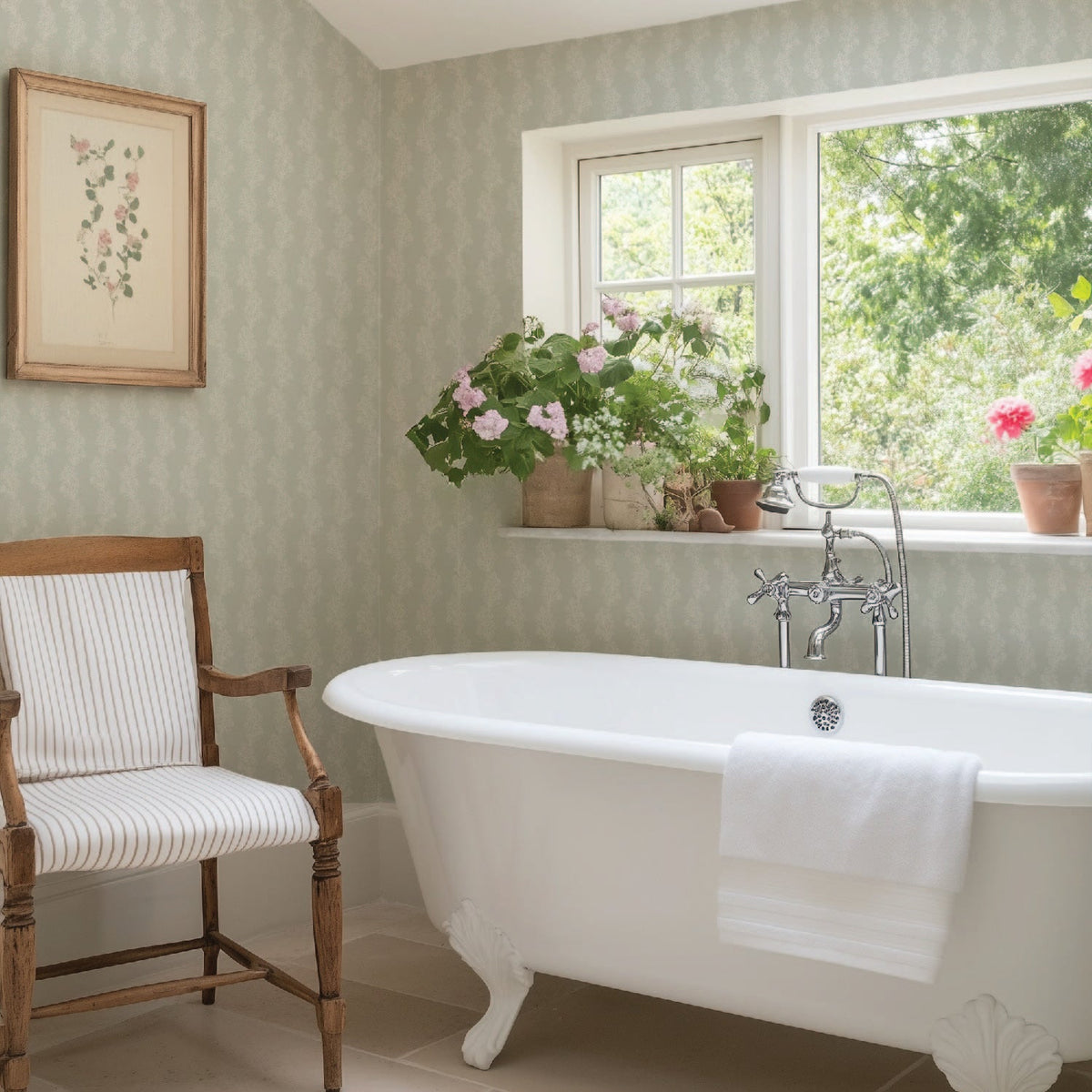 Image of Heritage Vine in Sage Wallpaper