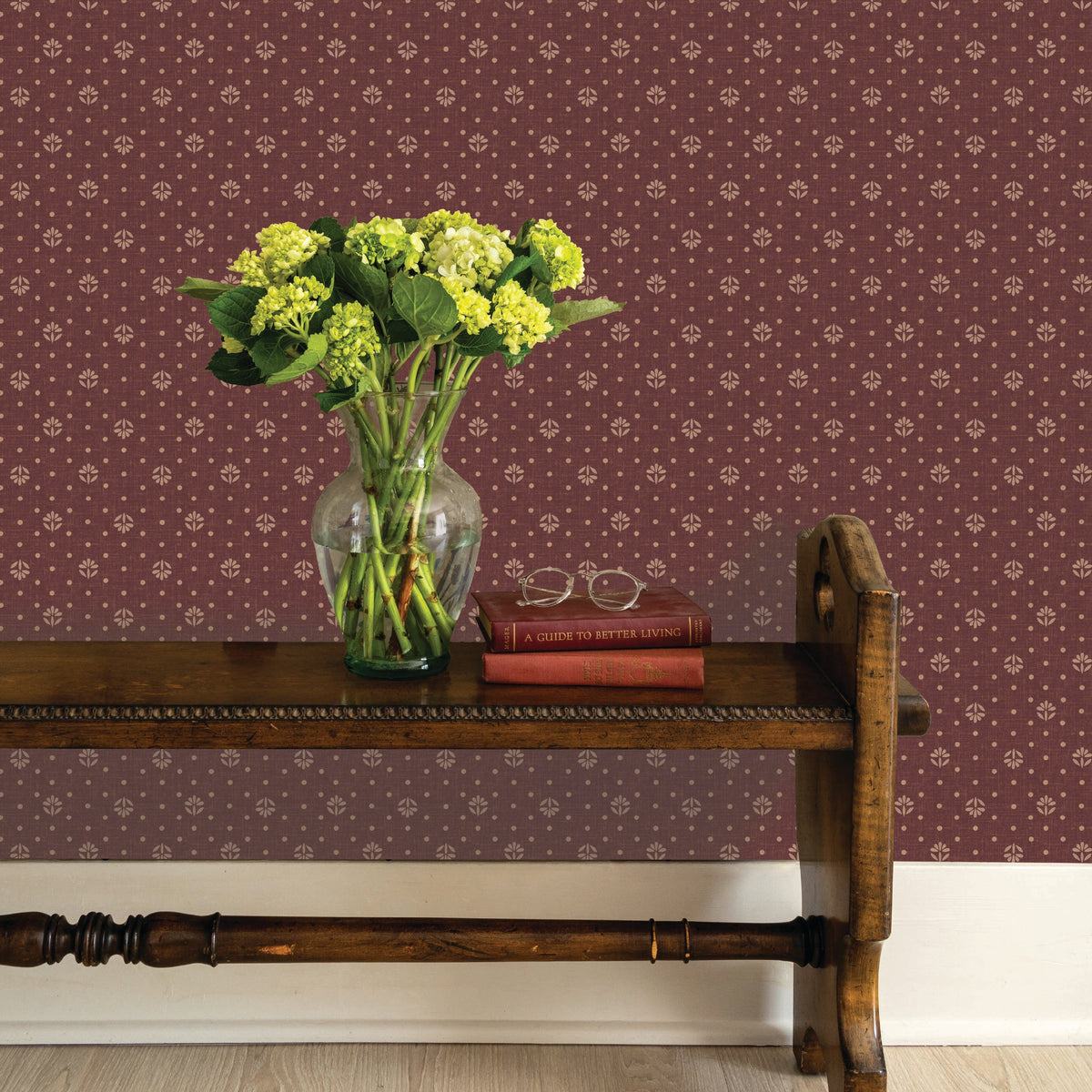 Image of Threaded Petal in Maroon Wallpaper