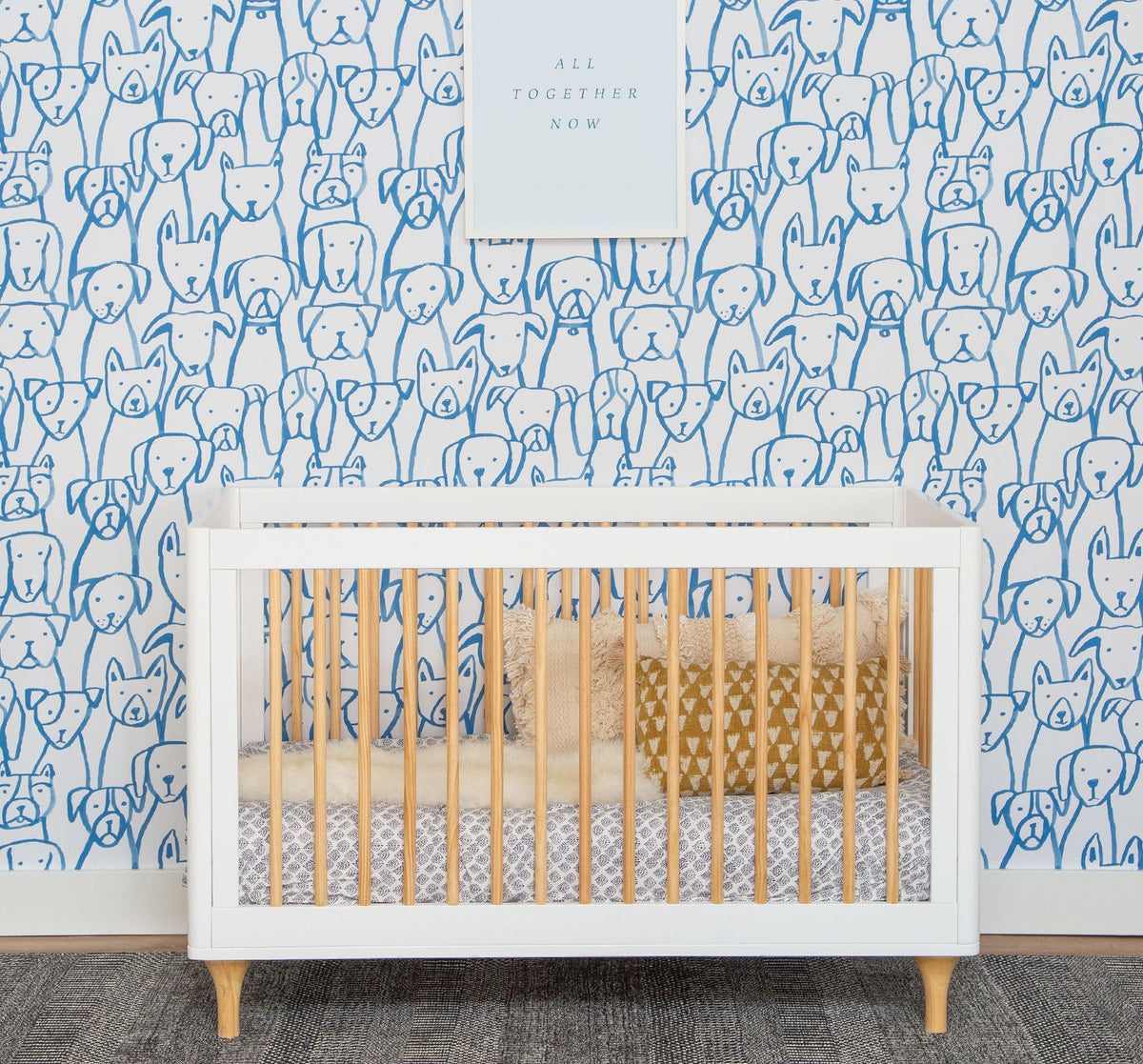 Image of Puppy Pile in Blue Wallpaper