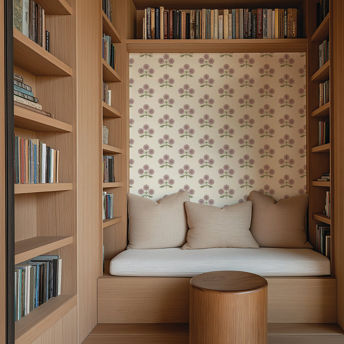 Image of Field Floral in Mulberry Wallpaper