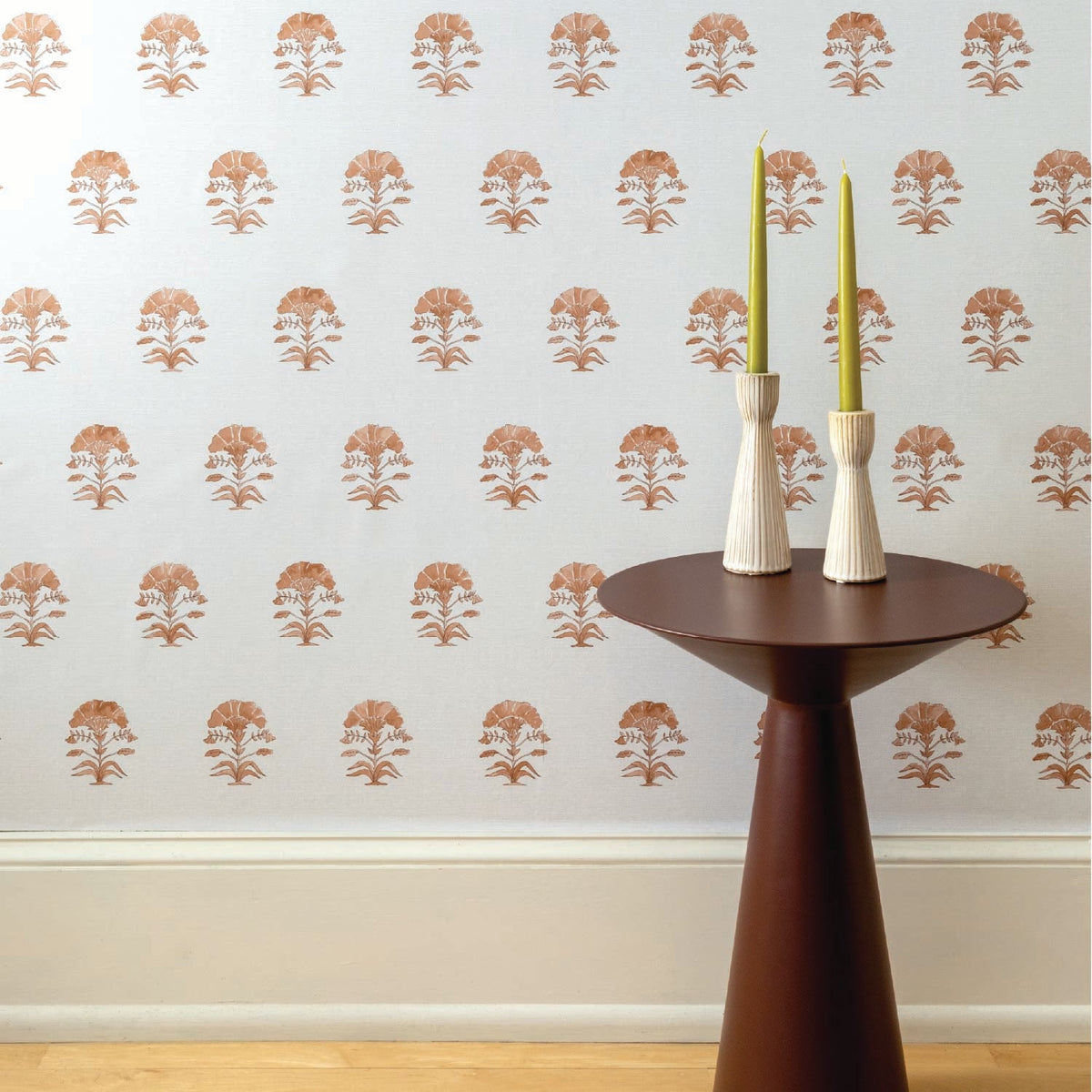 Image of Nargis Block Print in Terracotta Wallpaper