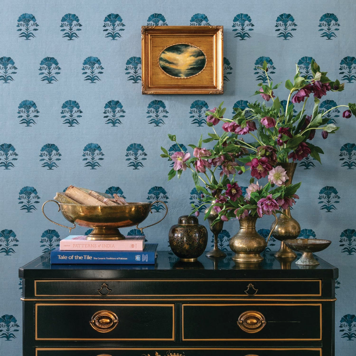Image of Nargis Block Print in Denim/Indigo Wallpaper