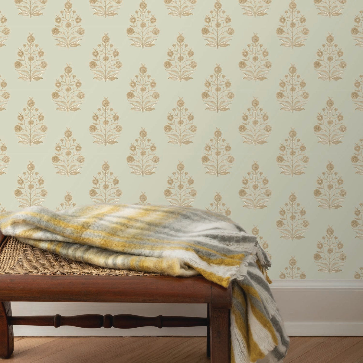 Image of Haveli Block Print in Tan Wallpaper