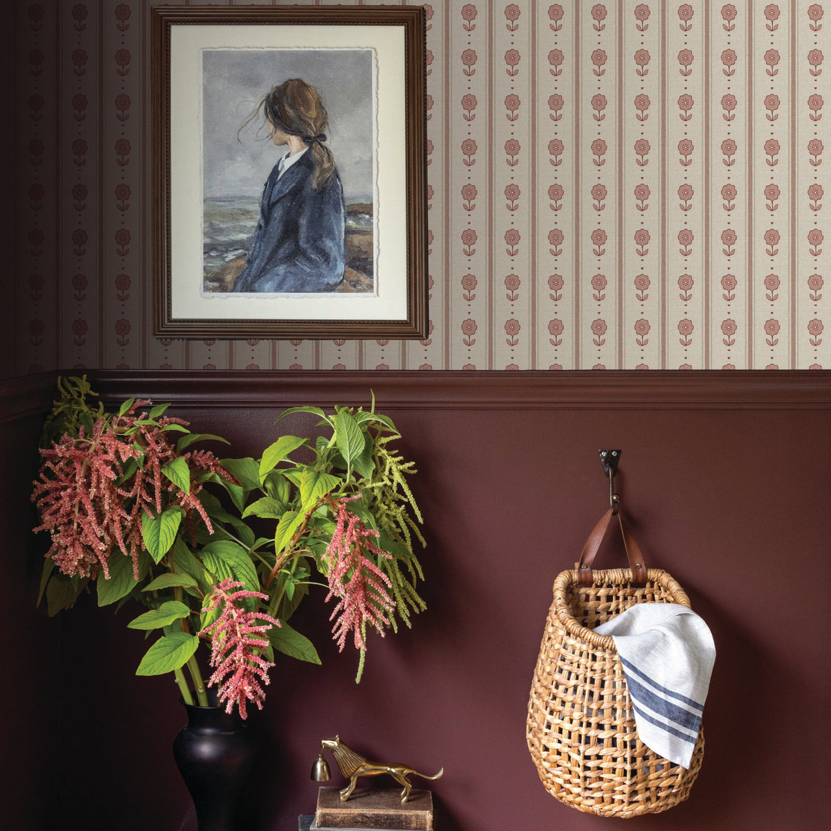 Image of Storybook Stripe in Pink Wallpaper