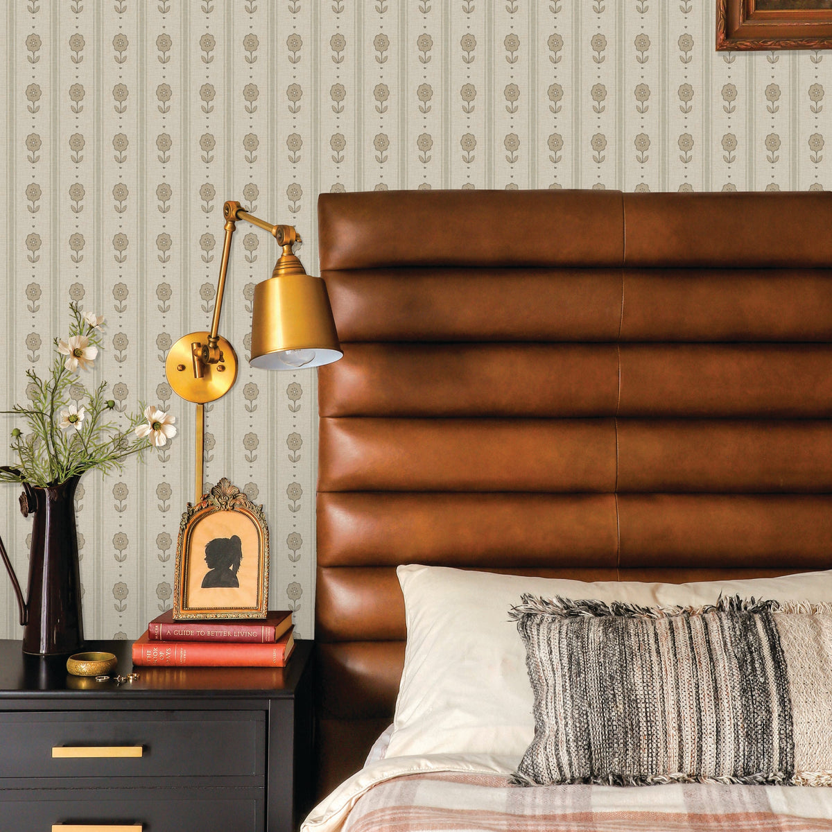 Image of Storybook Stripe in Tan Wallpaper