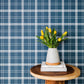 Ticking Plaid in Blue and White Wallpaper
