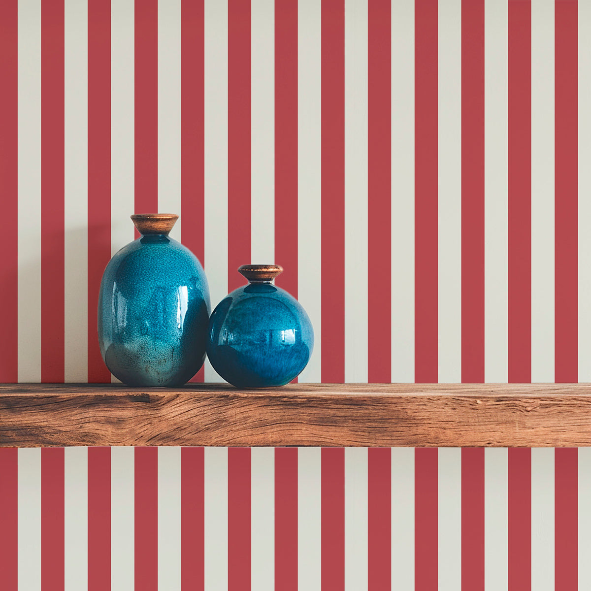 Image of Classic Stripe in Geranium Wallpaper