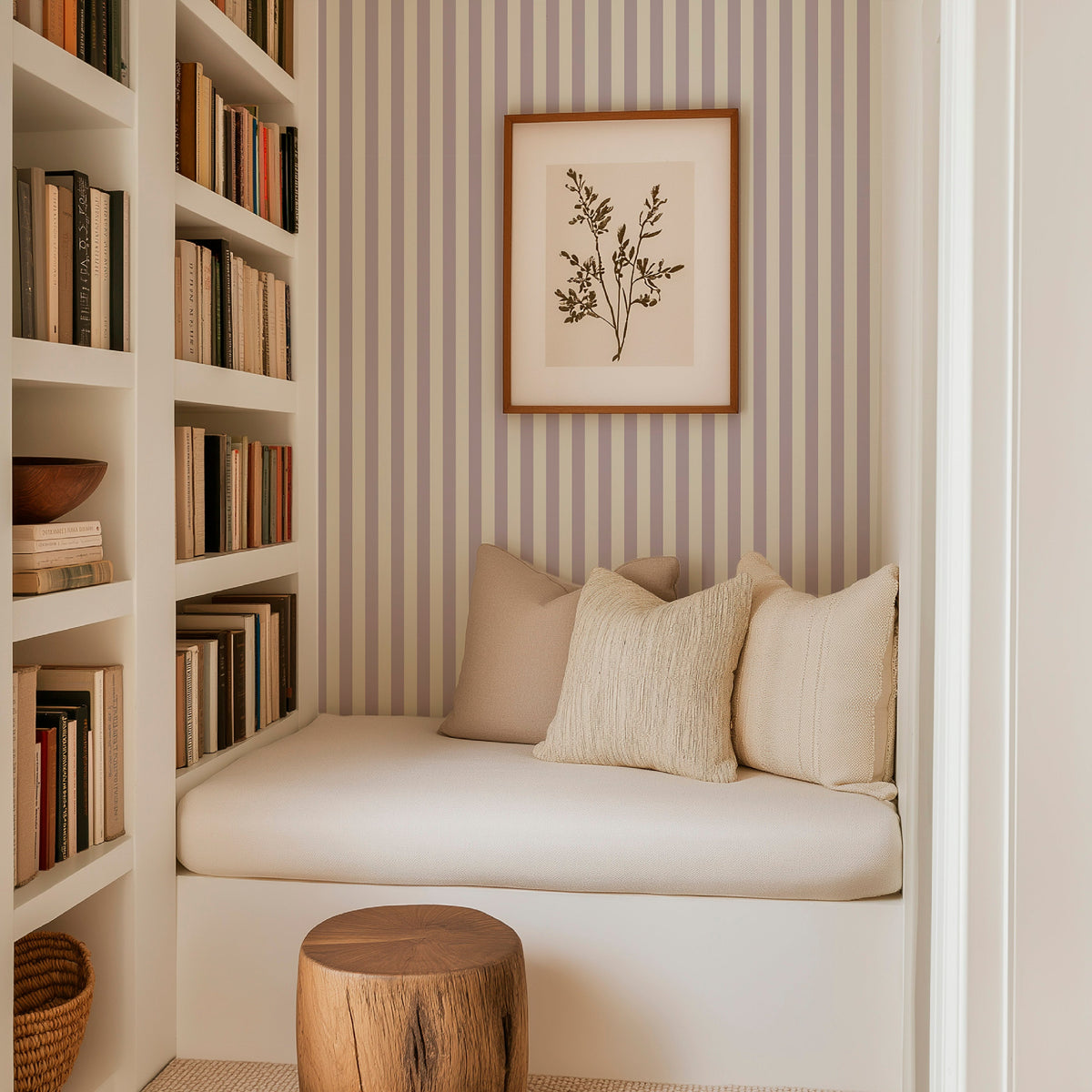 Image of Classic Stripe in Lilac Wallpaper