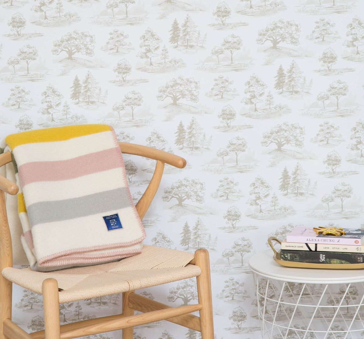 Image of Tree Toile in Mono Wallpaper