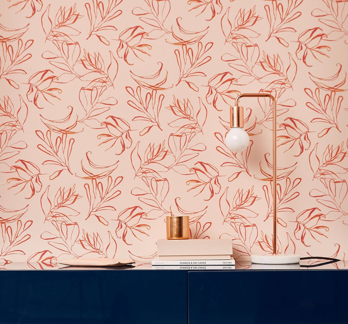 Image of Botany in Rose and Blush Wallpaper