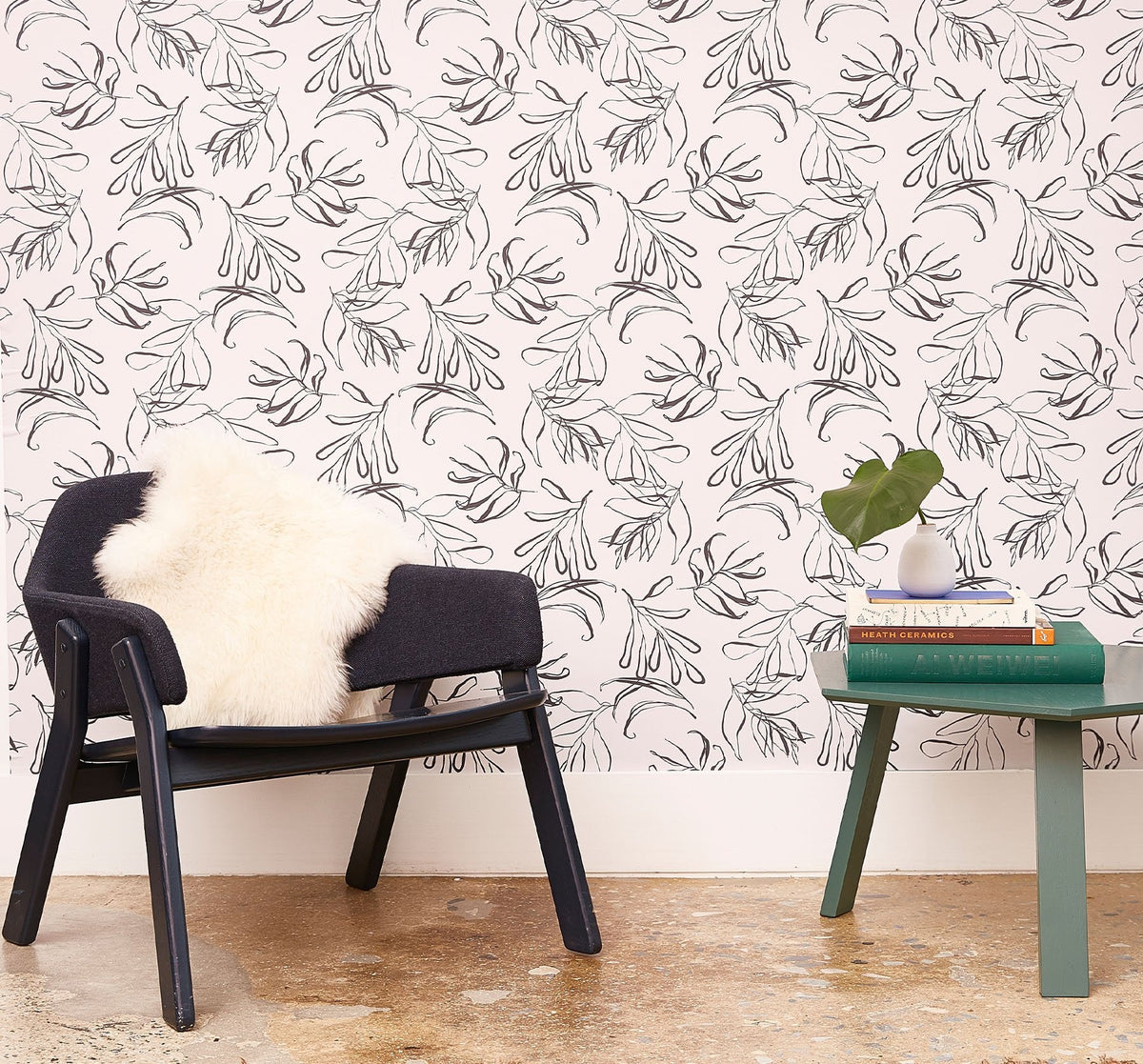 Image of Botany in Charcoal and Putty Wallpaper
