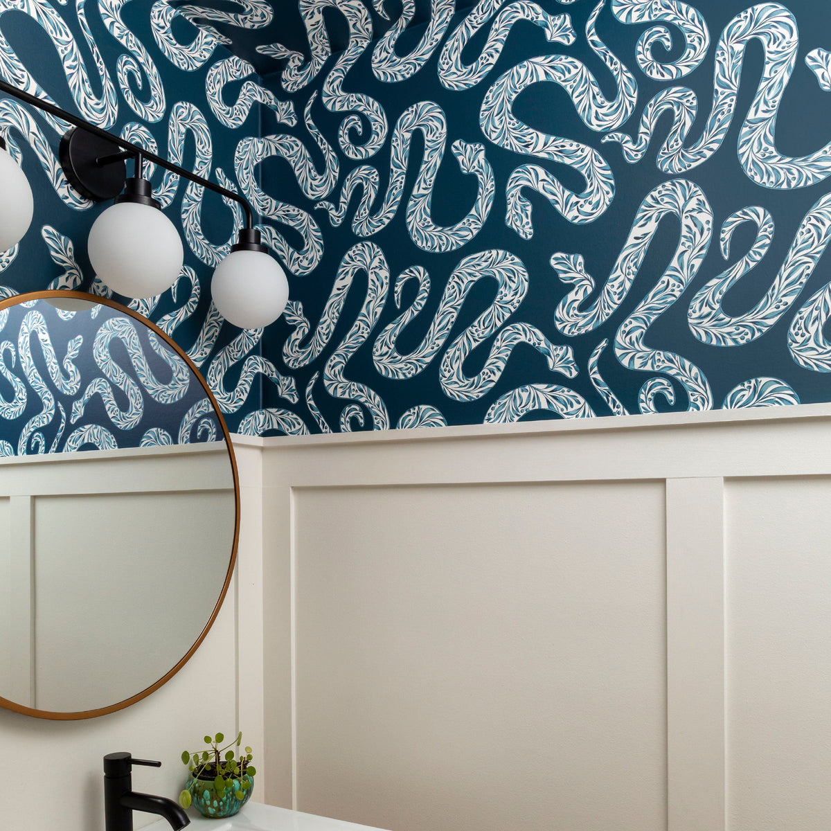 Image of Garden Snake in Dark Blue Wallpaper