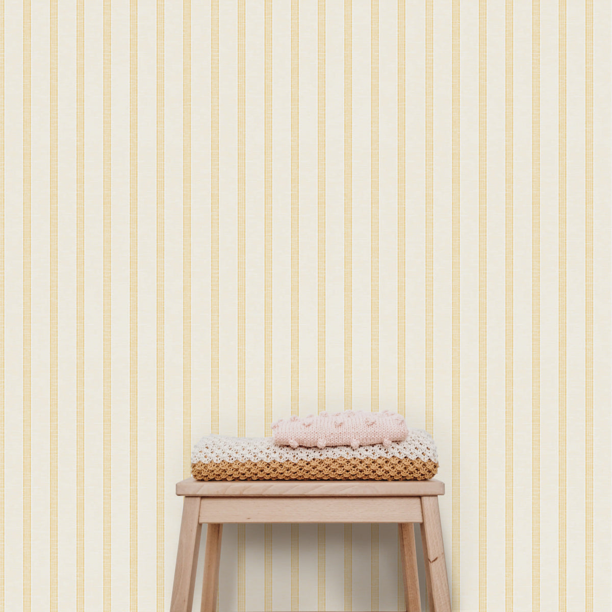 Image of Linen Stripe in Oat/Marigold Wallpaper