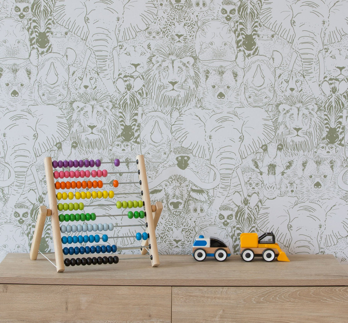Image of Wild Thing in Sage and White wallpaper
