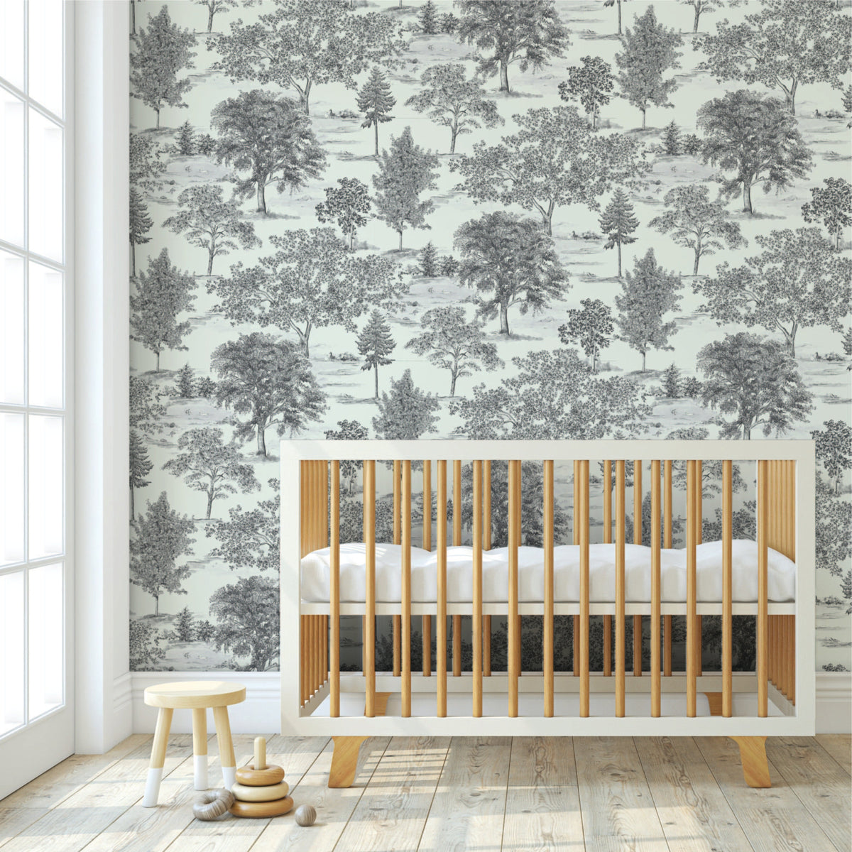 Heritage Toile in Black and White B wallpaper.