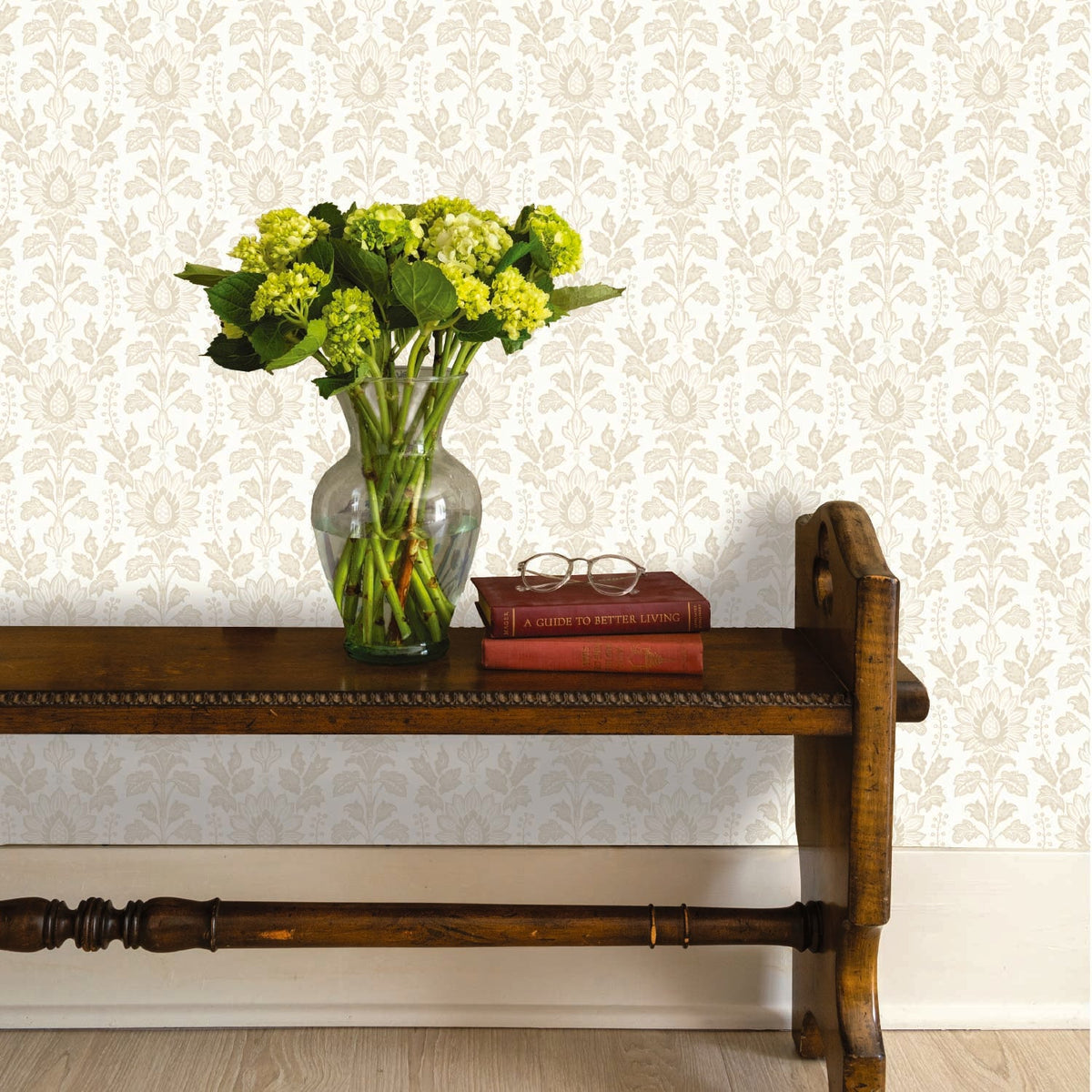 Image of Cottage Damask in Linen Wallpaper