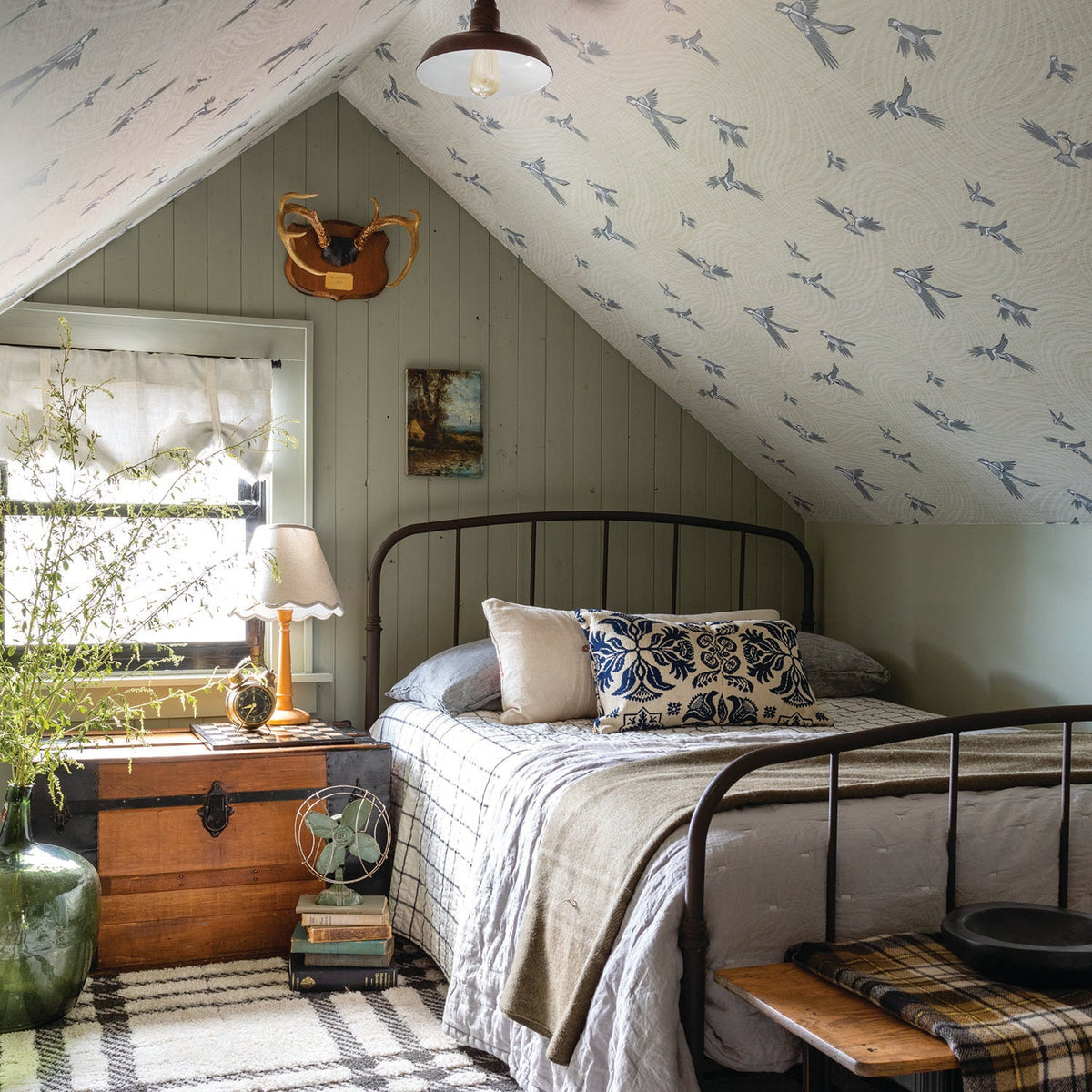 Image of Chickadee Birds in Light Tan Wallpaper