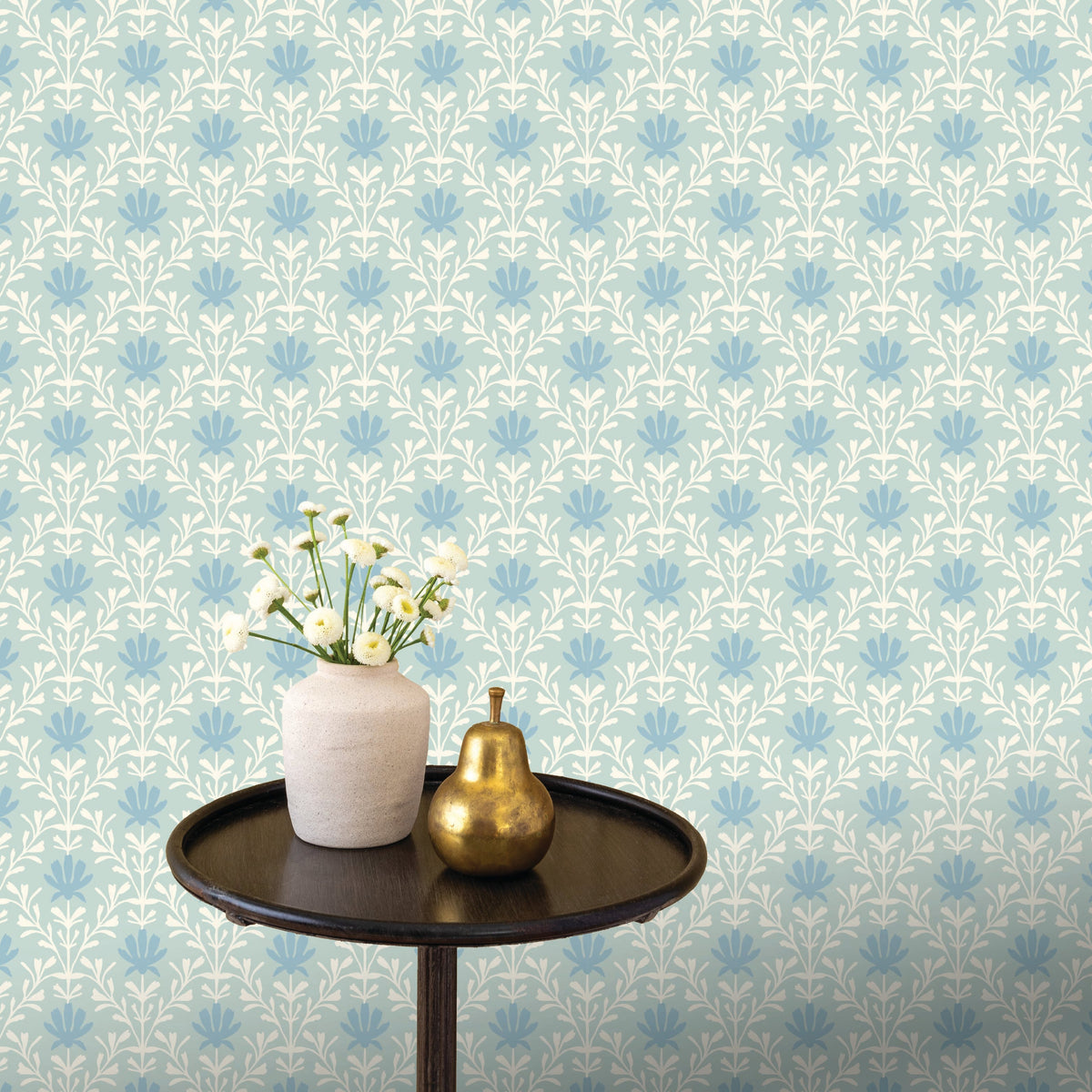 Image of Mist Floral in Sky Blue Wallpaper