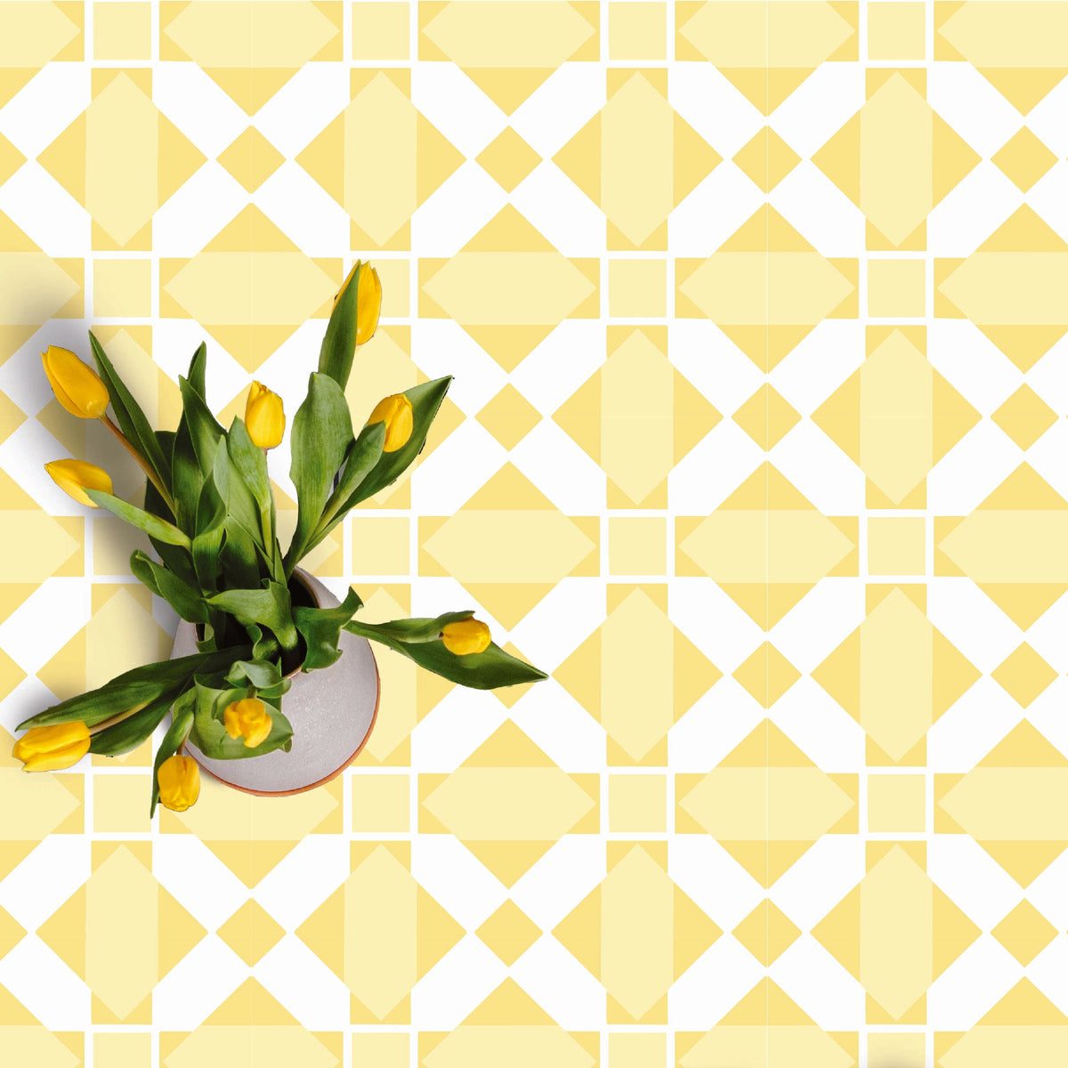 Quilt Block Tile Decal Tile/Flooring in Canary