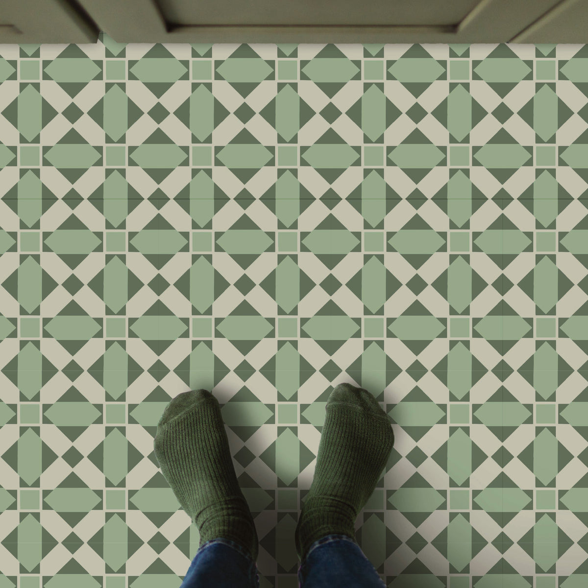 Quilt Block Tile Decal Tile/Flooring in Forest