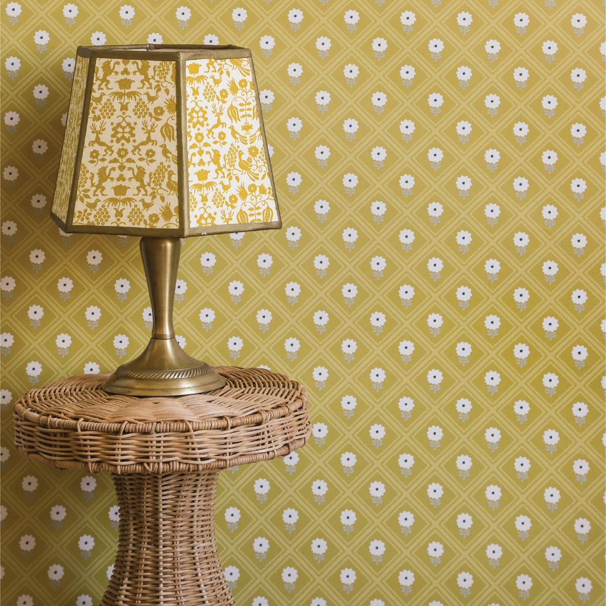 Image of Dahlia in Mustard/Cream Wallpaper