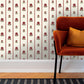 Image of Fan Floral Stripe in Burgundy Wallpaper