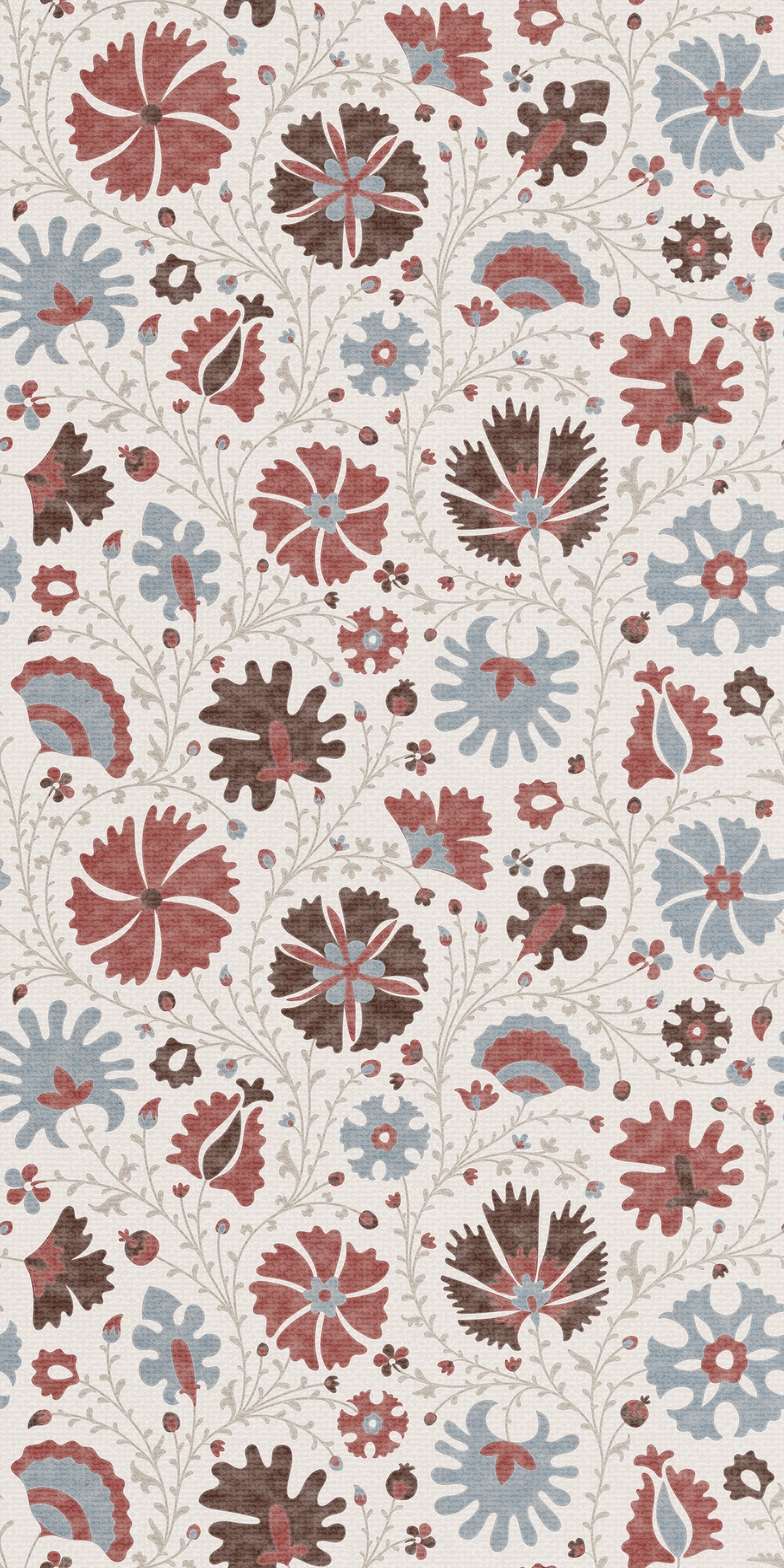 Image of Annie Floral in Powder/Bordeaux wallpaper