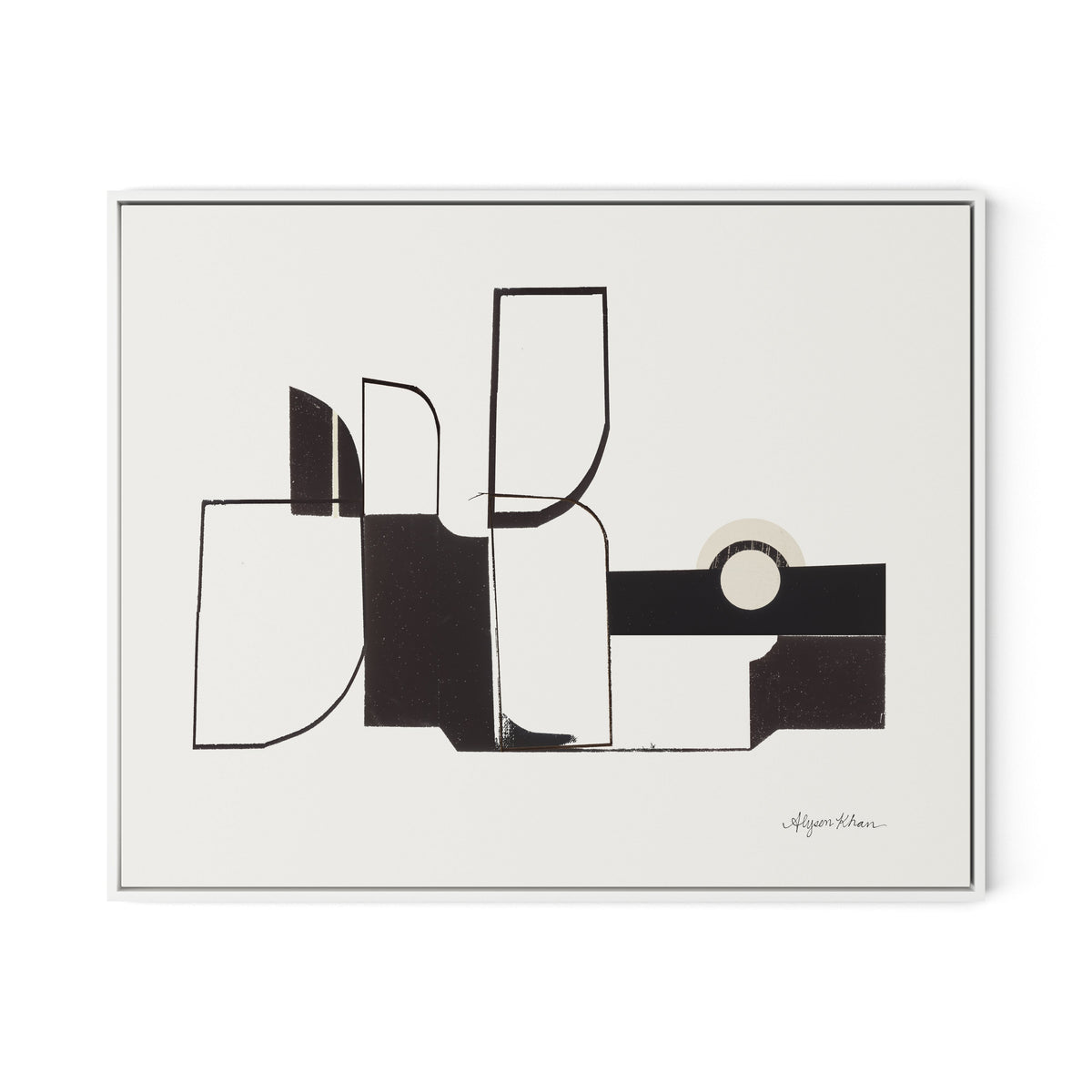 Curves Corners Canvas Floater Framed / 32 x 26 in / White
