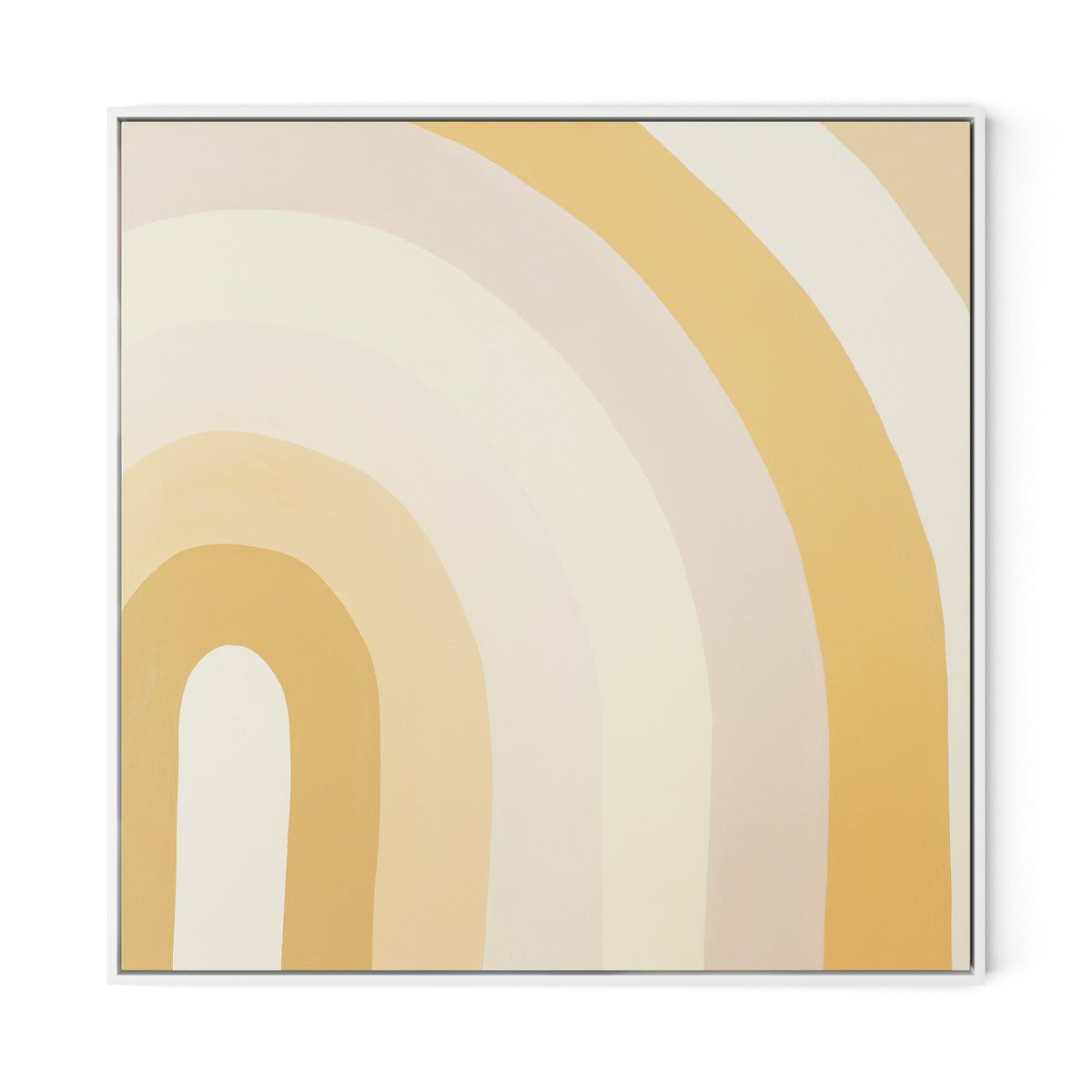 Apricot Cake Stripes Canvas Floater Framed / 32 x 32 in / White