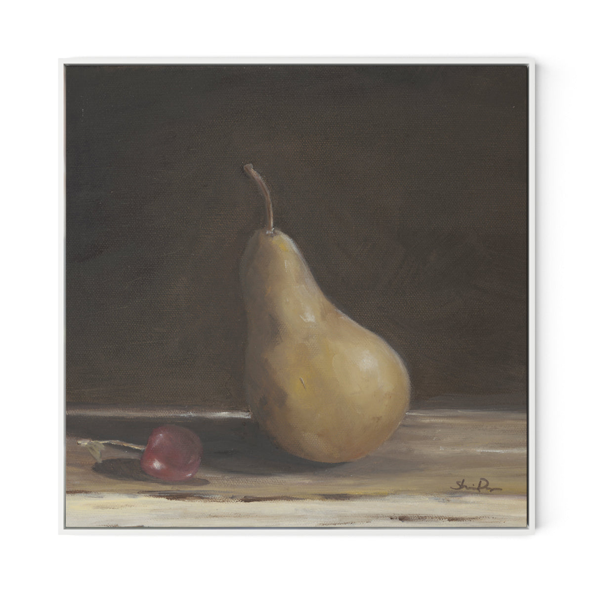Pear I Canvas Floater Framed / 32 x 32 in / White