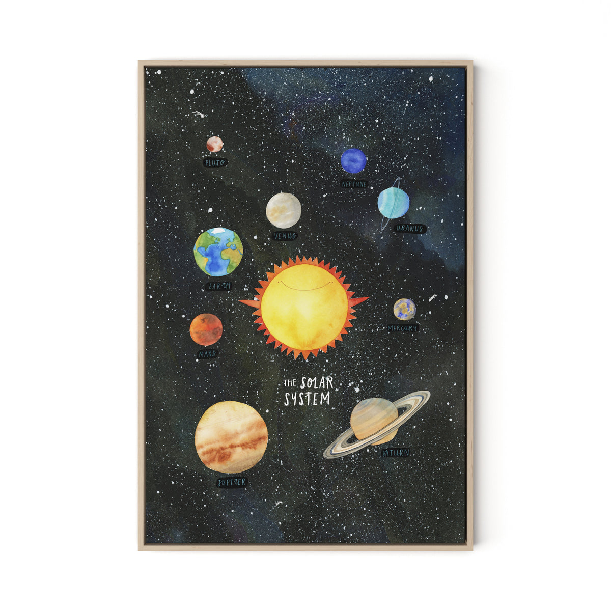 Solar System Canvas Floater Framed / 22 x 32 in / Natural Maple