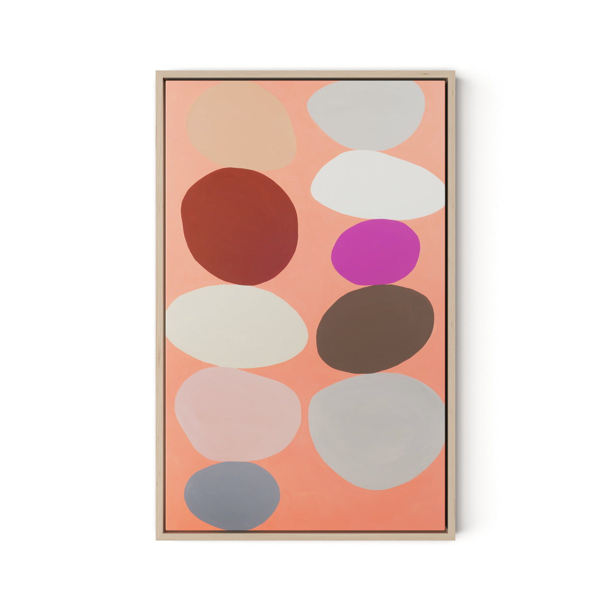 Pink Party Stack Canvas Floater Framed / 15.5 x 24 in / Natural Maple