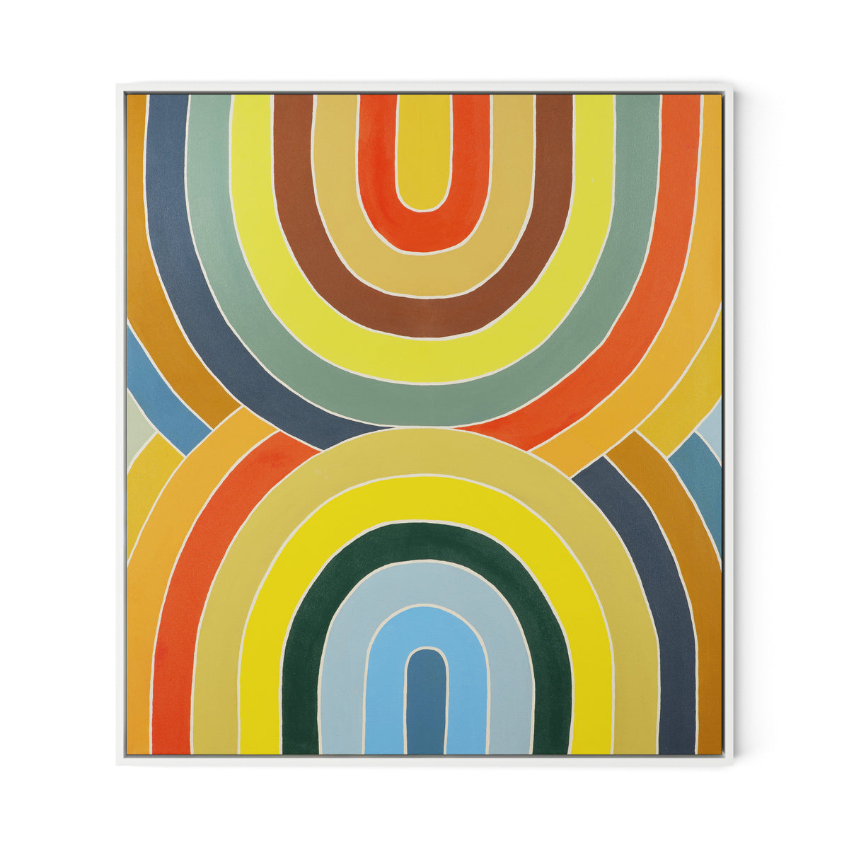 Overlapping Arcs Canvas Floater Framed / 29 x 32 in / White