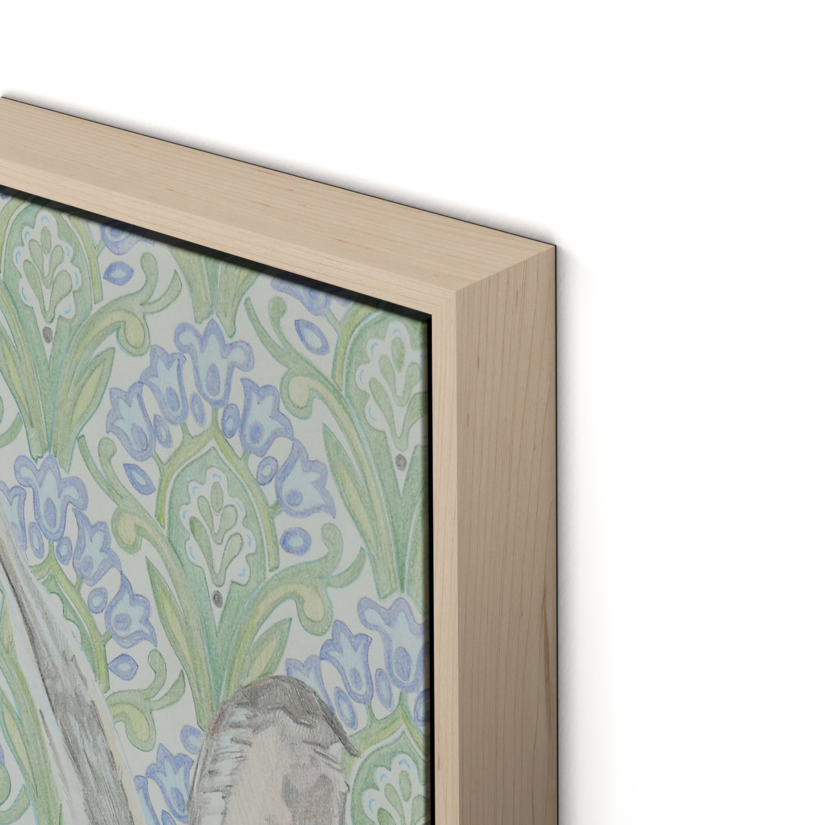 Here Hare Here Canvas Floater Framed / 10.5 x 18 in / Natural Maple