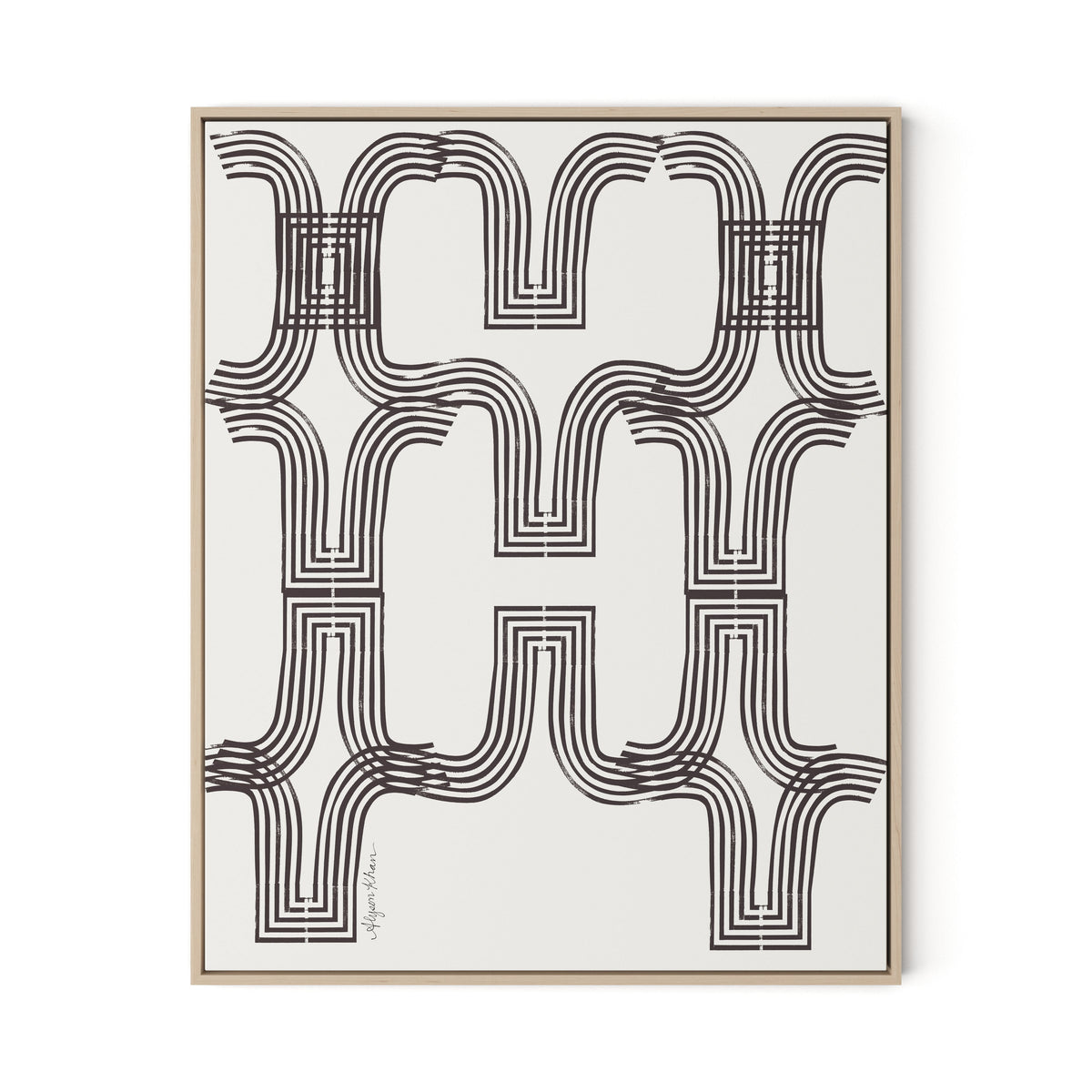 Arcs (Chocolate) Canvas Floater Framed / 26 x 32 in / Natural Maple