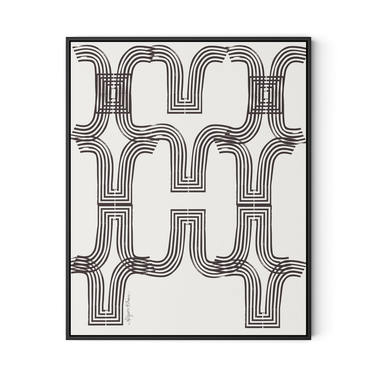 Arcs (Chocolate) Canvas Floater Framed / 26 x 32 in / Black